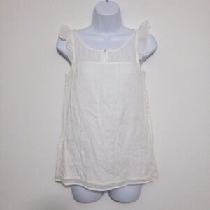 Old Navy Y2K Tank Top Womens XS White Cotton Flutter Sleeve Coastal Beach New